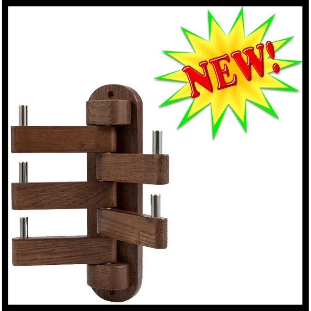 Black‎ Walnut Coat Rack Wall Mounted Wood Entryway Hanger Modern Decor 12